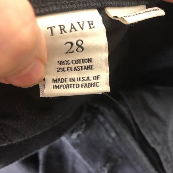 Trave Berit Relaxed Straight Cuffed Jeans Sz 28 Black Stretch Buttonfly Casual - Picture 11 of 11